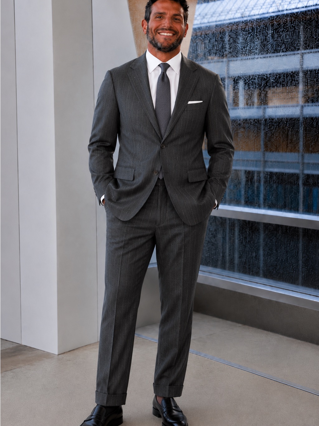 Polo By Ralph Lauren Charcoal Pinstripe Two-Piece Suit